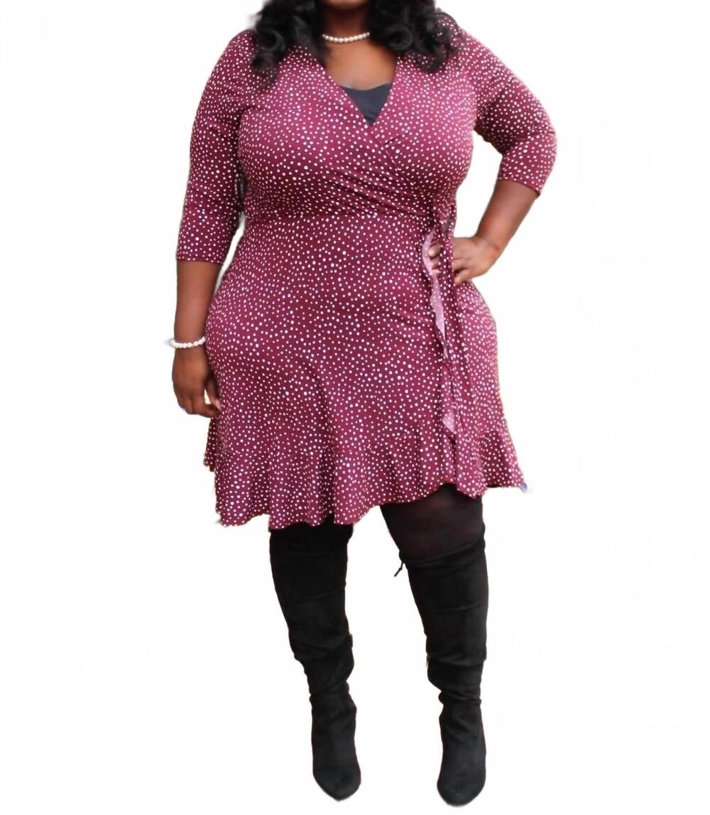 NEW GILLI marley faux wrap dress - plus in wine